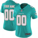 women's Miami Dolphins 00 Custom name number Jersey Aqua F.U.S.E Limited Football Player Game