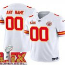 men's & kids Kansas City Chiefs 00 Custom name number Jersey White F.U.S.E 2025 Super Bowl LIX Patch