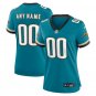 women's Jacksonville Jaguars 00 Custom name number Jersey Teal Prowler Throwback Football Game