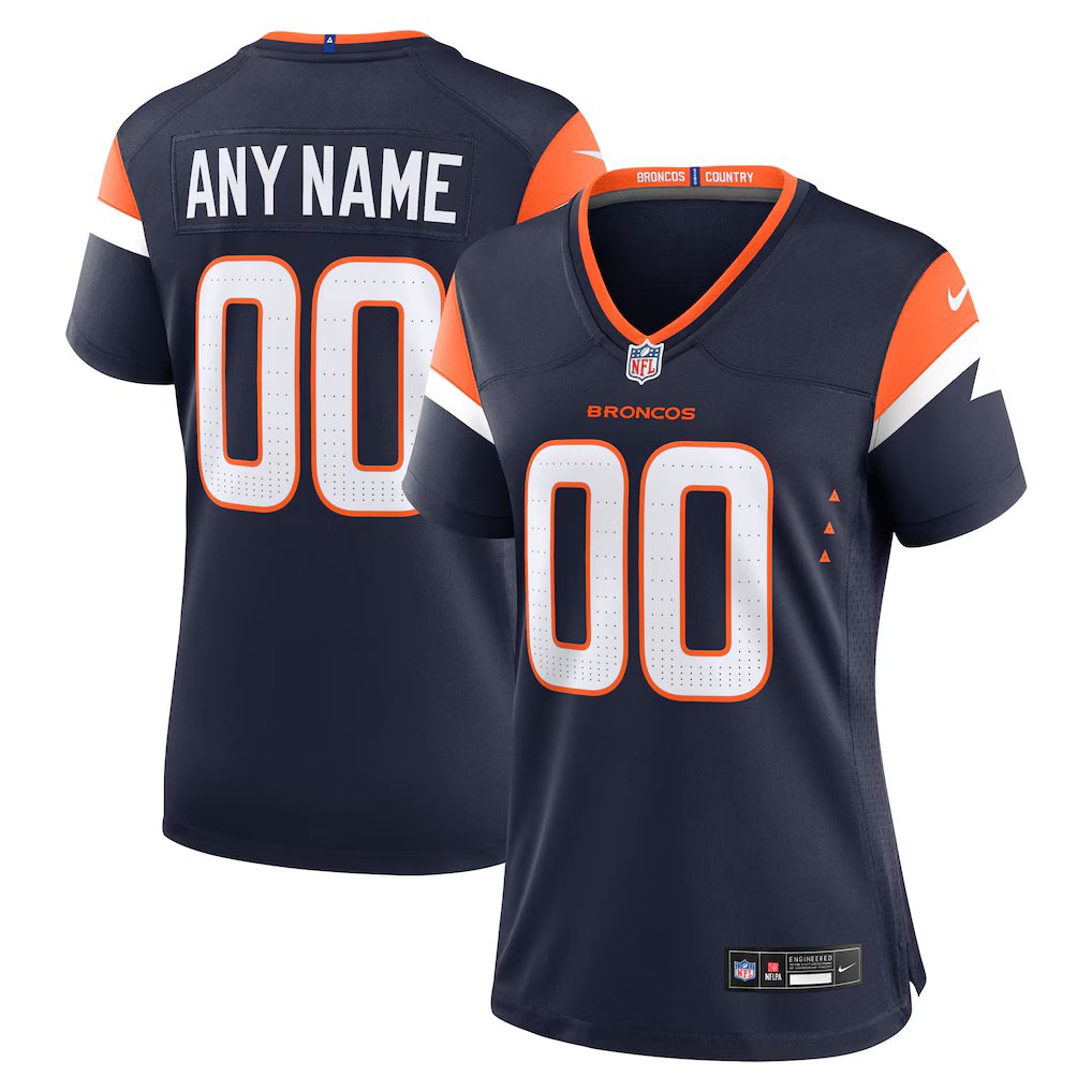 women's Denver Broncos 00 Custom name number Jersey Navy F.U.S.E Limited Football Player Team Game