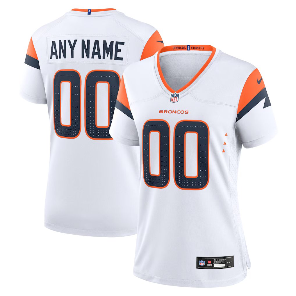 women's Denver Broncos 00 Custom name number Jersey White F.U.S.E Limited Football Player Team Game