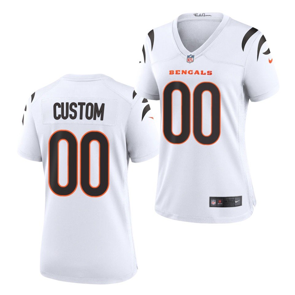 women's Cincinnati Bengals 00 Custom name number Jersey White F.U.S.E Limited Football Player Game