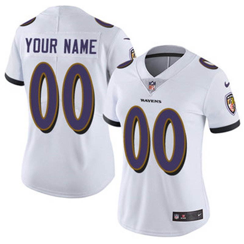 women's Baltimore Ravens 00 Custom name number Jersey White F.U.S.E Limited Football Player Game