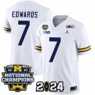 men's & youth Michigan Wolverines 7 Donovan Edwards Jersey White FUSE 2024 Patch with 2023 Champions