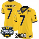 men's & youth Michigan Wolverines 7 Donovan Edwards Jersey Yellow 2024 Patch with 2023 Champions
