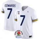 men's & youth Michigan Wolverines 7 Donovan Edwards Jersey White FUSE Rose Bowl Patch College Game