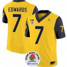 men's & youth Michigan Wolverines 7 Donovan Edwards Jersey Yellow Navy Rose Bowl Patch College Game