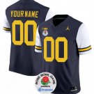 men's & youth Michigan Wolverines 00 Custom name number Jersey Navy White Rose Bowl Game Patch