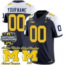 men's & youth Michigan Wolverines 00 Custom name number Jersey Navy White with Patch College Game