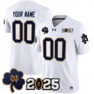 men's & youth Notre Dame Fighting Irish 00 Custom name number Jersey White FUSE 2025 CFP Final Patch