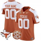men's & youth Texas Longhorns 00 Custom name number Jersey Orange White FUSE College Football Game