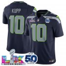 men's & kids Seattle Seahawks 10 Cooper Kupp Jersey Navy 2026 Super Bowl LX & 50th Season Patch