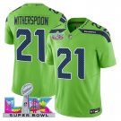 men's & kids Seattle Seahawks 21 Devon Witherspoon Jersey Green 2026 Super Bowl LX Patch Football