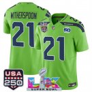 men's & kids Seahawks 21 Devon Witherspoon Jersey Green Super Bowl LX and 50th Season & USA 250'