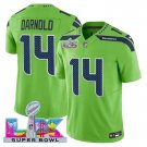 men's & kids Seattle Seahawks 14 Sam Darnold Jersey Green 2026 Super Bowl LX Patch Limited Football