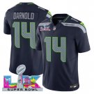 men's & kids Seattle Seahawks 14 Sam Darnold Jersey Navy 2026 Super Bowl LX Patch Limited Football