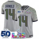 men's & kids Seattle Seahawks 14 Sam Darnold Jersey Grey 2026 Super Bowl LX & 50th Season Patch