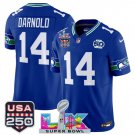 men's & kids Seattle Seahawks 14 Sam Darnold Jersey Royal Super Bowl LX and 50th Season & USA 250'