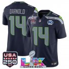 men's & kids Seattle Seahawks 14 Sam Darnold Jersey Navy Super Bowl LX and 50th Season & USA 250'