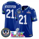 men's & kids Seahawks 21 Devon Witherspoon Jersey Royal Super Bowl LX and 250th Anniversary Patch