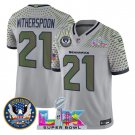 men's & kids Seahawks 21 Devon Witherspoon Jersey Grey Super Bowl LX and 250th Anniversary Patch