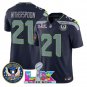 men's & kids Seahawks 21 Devon Witherspoon Jersey Navy Super Bowl LX and 250th Anniversary Patch