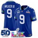men's & kids Seattle Seahawks 9 Kenneth Walker III Jersey Royal Super Bowl LX & 50th Season Patch
