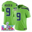 men's & kids Seattle Seahawks 9 Kenneth Walker III Jersey Green 2026 Super Bowl LX Patch Football