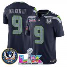 men's & kids Seahawks 9 Kenneth Walker III Jersey Navy Super Bowl LX and 250th Anniversary Patch