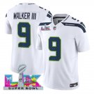 men's & kids Seattle Seahawks 9 Kenneth Walker III Jersey White 2026 Super Bowl LX Patch Football