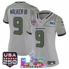 women's Seattle Seahawks 9 Kenneth Walker III Jersey Grey Super Bowl LX and 50th Season & USA 250'
