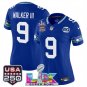 women's Seattle Seahawks 9 Kenneth Walker III Jersey Royal Super Bowl LX and 50th Season & USA 250'