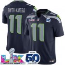 men's & kids Seahawks 11 Jaxon Smith-Njigba Jersey Navy 2026 Super Bowl LX & 50th Season Patch
