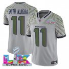 men's & kids Seattle Seahawks 11 Jaxon Smith-Njigba Jersey Grey 2026 Super Bowl LX Patch Football