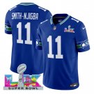 men's & kids Seattle Seahawks 11 Jaxon Smith-Njigba Jersey Royal 2026 Super Bowl LX Patch Football