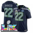 men's & kids Seattle Seahawks 22 Rashid Shaheed Jersey Navy 2026 Super Bowl LX & 50th Season Patch