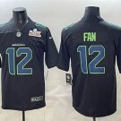 men's & youth Seattle Seahawks 12 Fan Jersey Black 2026 Super Bowl LX Carbon Fashion Football