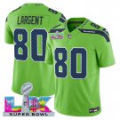 men's & kids Seattle Seahawks 80 Steve Largent Jersey Green 2026 Super Bowl LX Game Patch Football