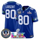 men's & kids Seahawks 80 Steve Largent Jersey Royal Super Bowl LX and 250th Anniversary Patch