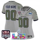 women's Seahawks 00 Custom name number Jersey Grey Super Bowl LX and 50th Season & USA 250' Patch