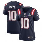 women's New England Patriots 10 Drake Maye Jersey Navy 2026 Super Bowl LX Patch Limited Football