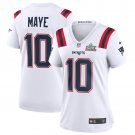 women's New England Patriots 10 Drake Maye Jersey White 2026 Super Bowl LX Patch Limited Football