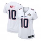 women's New England Patriots 10 Drake Maye Jersey White 2026 Super Bowl LX Tundra Fashion Football