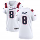 women's New England Patriots 8 Stefon Diggs Jersey White 2026 Super Bowl LX Patch Limited Football