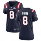 women's New England Patriots 8 Stefon Diggs Jersey Navy 2026 Super Bowl LX Patch Limited Football