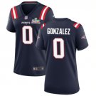 women's New England Patriots 0 Christian Gonzalez Jersey Navy 2026 Super Bowl LX Game Patch Football