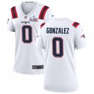 women's New England Patriots 0 Christian Gonzalez Jersey White 2026 Super Bowl LX Patch Football