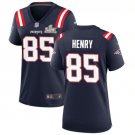 women's New England Patriots 85 Hunter Henry Jersey Navy 2026 Super Bowl LX Game Patch Football