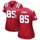 women's New England Patriots 85 Hunter Henry Jersey Red 2026 Super Bowl LX Game Patch Football