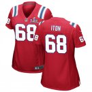 women's New England Patriots 68 Isaiah Iton Jersey Red 2026 Super Bowl LX Game Patch Football